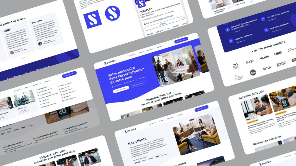 La Base accompagne le lancement de Socialea avec la création de son logotype, de son univers graphique, de ses supports de communication et de son site web.
